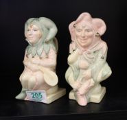 Royal Doulton Toby Jugs Lady Jester D7110 and The Jester D7109 (2):