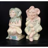 Royal Doulton Toby Jugs Lady Jester D7110 and The Jester D7109 (2):