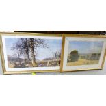 Two David Shepherd framed prints: to include March sunlight and one of a harvest scene . size of