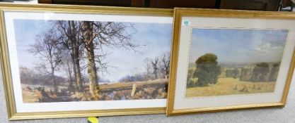 Two David Shepherd framed prints: to include March sunlight and one of a harvest scene . size of