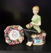 Royal Winton Limited edition figure Florence: with ceramic plaque, boxed