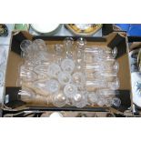 A mixed collection of items to include: quality cut glass champagne flutes, tankards, wine glasses