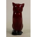 Royal Doulton Flambe Seated Cat: height 13cm