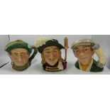 Royal Doulton Large Character Jugs: Auld Mac D5823, Aramis D6441 & The Busker D6775(3)