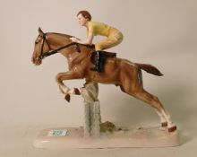 Hertwig Katzhutte art deco figure girl on horse jumping fence: