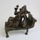 Large Bronze Figure of Ganesh in Recumbent Pose.