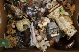 A large collection of Pottery, Wood & Resin Owl Figures: