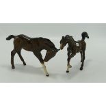 Beswick large foal 947 & Large Royal Doulton Foal( tail restuck)(2)