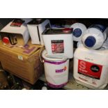 Large quantity of mixed paints and solvents: