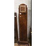 Art Deco Grand daughter clock: Quarter sawn veneer to the front. height 146cm