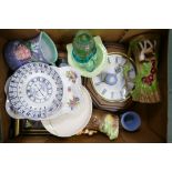 A mixed collection of items to include: Wedgwood Jasper ware, Novelty Vases, wall Clocks etc