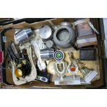 A mixed collection of items to include: loose collection of buttons, , cutlery, Chinese metal box