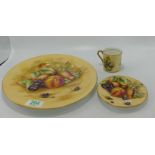 Aynsley Orchard Gold Pattern Coffee Can and Cabinet Plate(2):