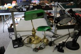 A collection of electrical table lamps: including desk lamps (1 a/f), modern Anglepoise style lamp