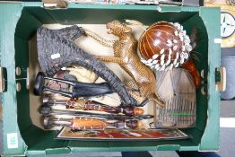 A collection of African items to include: Carved Wood Figures, Musical Instruments etc
