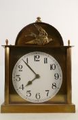 Brass Quartz Mantle Clock: height 32cm