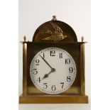 Brass Quartz Mantle Clock: height 32cm