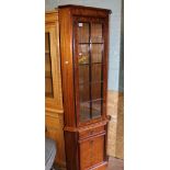 Parker Knoll corner display cabinet: glass shelves and lighting to the interior, 190cm high x 60cm