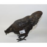 Large heavy bronzed figure of a chicken: 27cm in height.