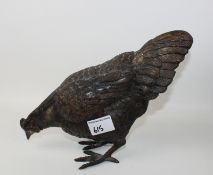 Large heavy bronzed figure of a chicken: 27cm in height.