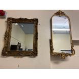 Two gilt framed mirrors: height of tallest 55cm