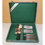 A vintage WMF cased cutlery set: with Art Nouveau design to handles.