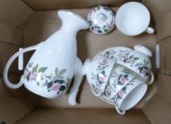 Wedgwood Hathaway rose part coffee set: to include coffee pot, 5 cups and 3 saucers