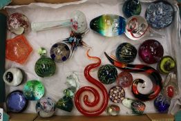 Large Collection of Glass Paperweights & Art Glass Items: Mdina, Molina, Cathness, Millefiori