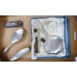 Silver Dressing Table set: together with similar silver set of tea spoons