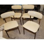 Set of 4 mid-century painted teak & vinyl kitchen/dining chairs.