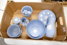 Wedgwood jasperware to include: bowl, salt and pepper, vase, planters, jug etc