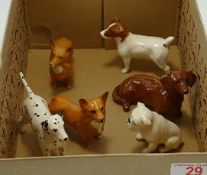 Beswick small dogs to include: Dalamtion, corgi ( 1 matt, 1 gloss), Jack Russell, Bull Dog and