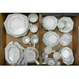 A large collection of Johnsons Brothers Eternal Bow: to include dinner plates, flan dish, bowls,