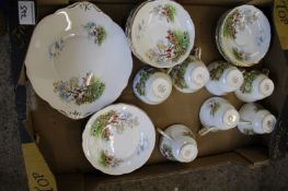 A collection of Regency branded hunting theme tea ware: