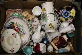 Tray of Ceramics: Wedgwood, Poole, Portmeirion, Sylvac etc.