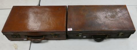 Two Vintage Leather Suitcases: largest 62cm in length(2)