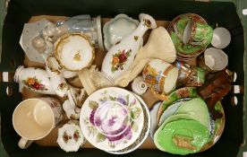 A mixed collection of items to include: Royal Albert Old country rose buds vases, bell, lidded