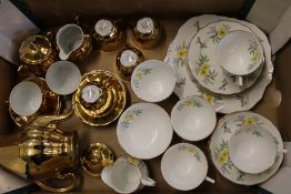 Melba bone china floral tea ware (20pcs): together with Continental gold glazed coffee ware (