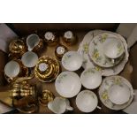 Melba bone china floral tea ware (20pcs): together with Continental gold glazed coffee ware (