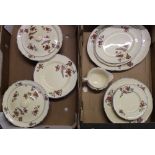 A collection of Royal Venton Ware dinner ware items: platters, dinner plates, salad and side plates,