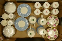 Royal Worcester Royal Garden cups & saucers:together with Portmerion Brittany Denim cups & saucers