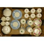 Royal Worcester Royal Garden cups & saucers:together with Portmerion Brittany Denim cups & saucers