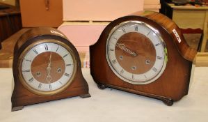 Two Art Deco mechanical mantle clocks: with key and pendulum