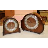 Two Art Deco mechanical mantle clocks: with key and pendulum