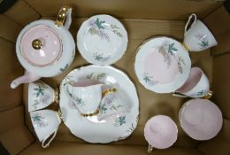Queens ware Louise tea set: to include cake plate, 6 trio's, milk jug, sugar bowl, teapot