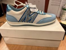 Ladies Moschino blue/white trainers: Size 5.5 brand new in box