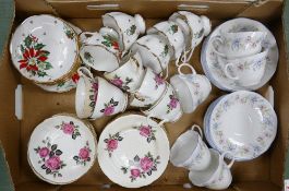 Queen Anne Noel cups and saucers: together with Queens Claire cups & saucers etc ( 1 tray)