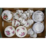 Queen Anne Noel cups and saucers: together with Queens Claire cups & saucers etc ( 1 tray)