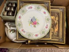 A mixed collection of items to include: Wedgwood Vases & Calender Plates, Cased Cutlery, Brass