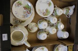 A collection of Regency branded hunting theme tea ware:
